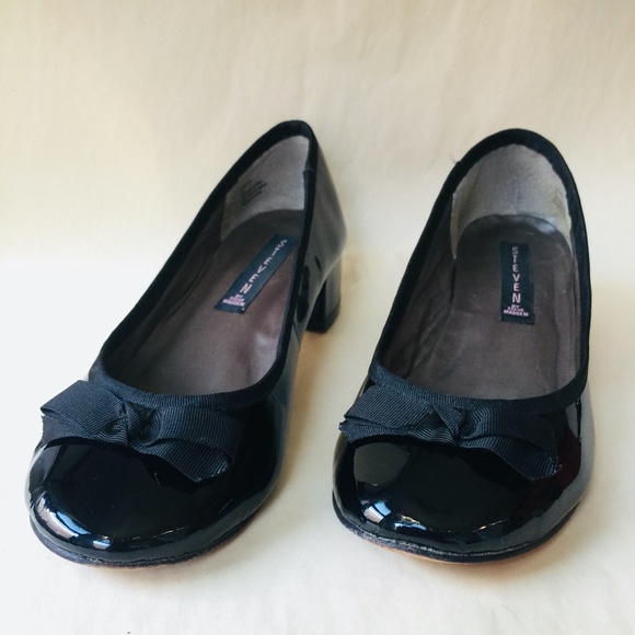 STEVEN by STEVE MADDEN Y2K Patent Leather Lunette Pump with Bow Size 7 Black VTG - Picture 6 of 10